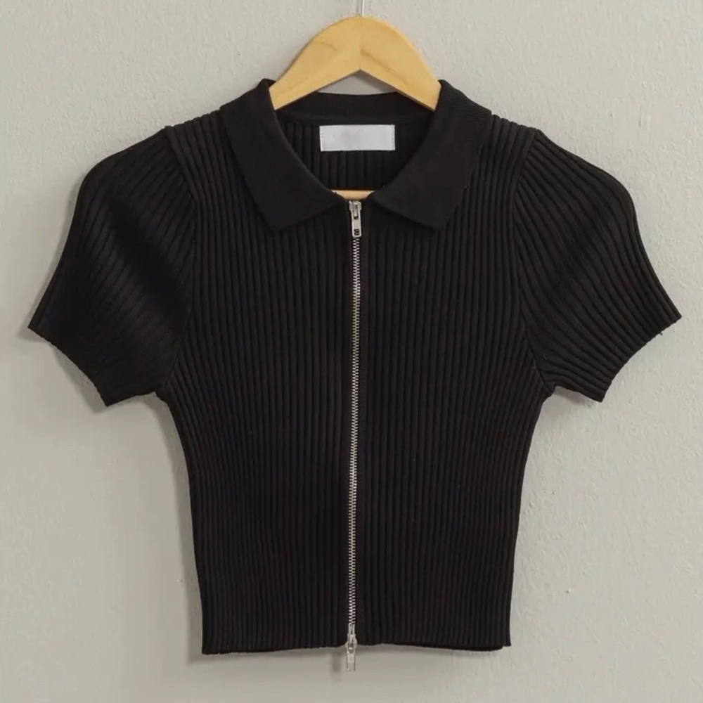 Two Way Zipper Polo *black*